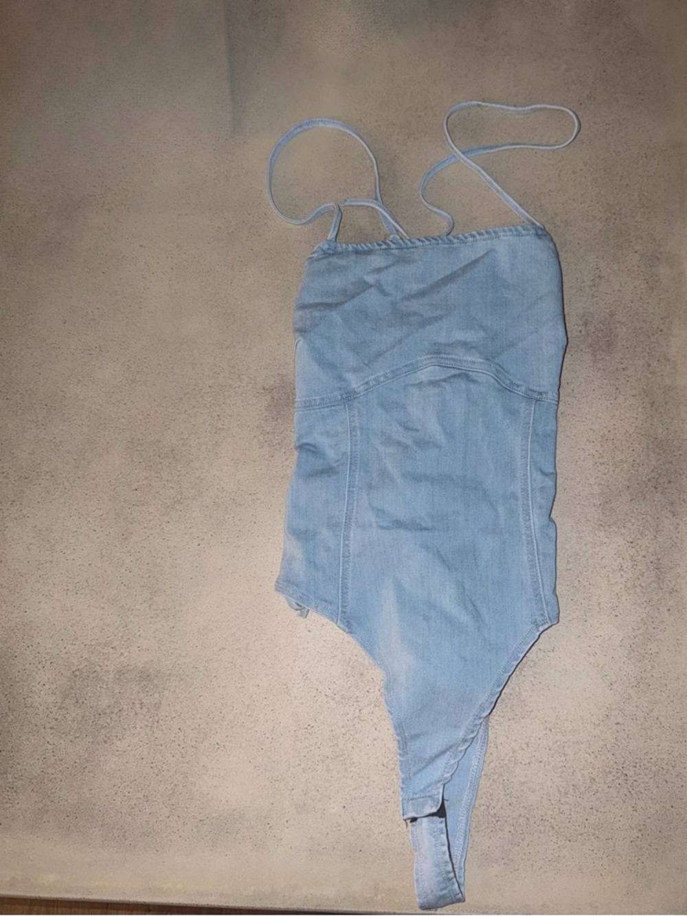 Light Blue Denim-Effect Women Body Suit